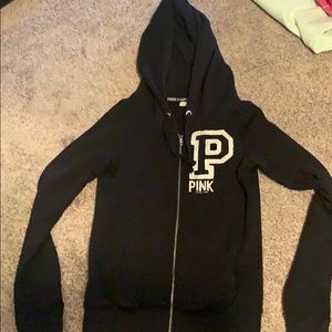 PINK black zip up hoodie